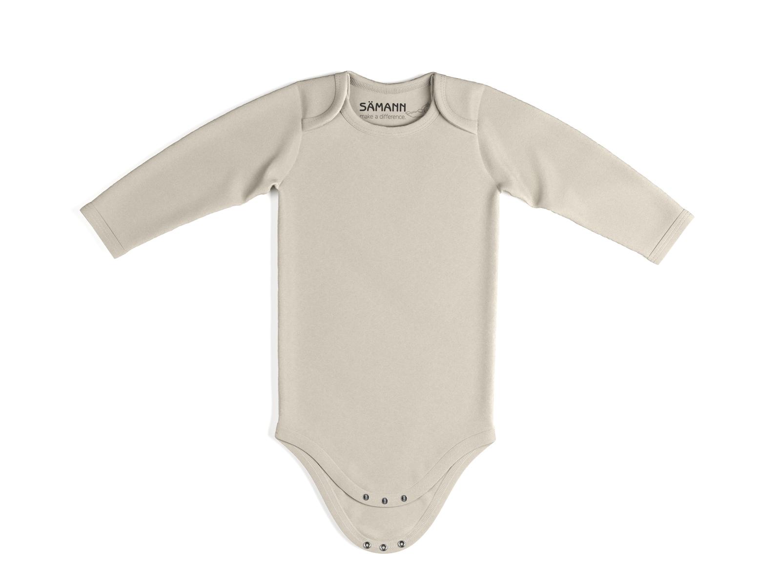 Baby Body aus 100% Bio-Baumwolle mit Schlupf-Ausschnitt langarm nicht gerippt 0-3 M Oat Milk