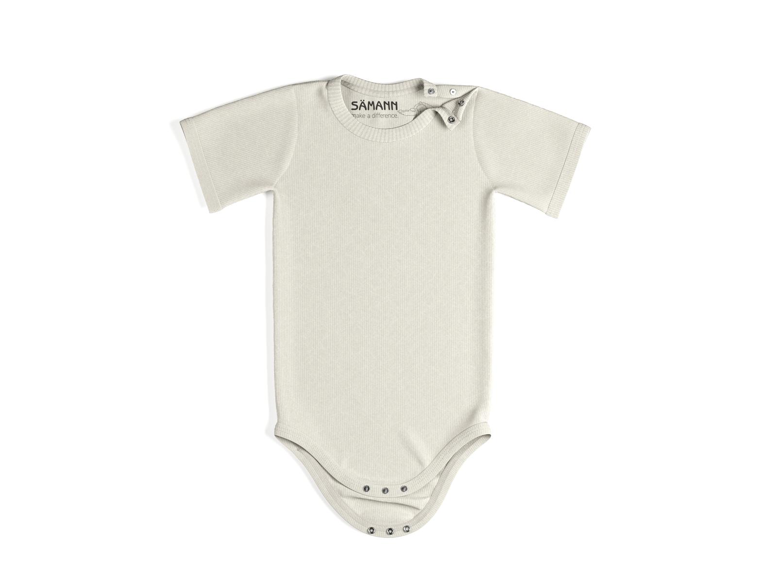 Baby Body aus 100% Bio-Baumwolle mit Druckknopf kurzarm gerippt 6-9 M Coconut Milk
