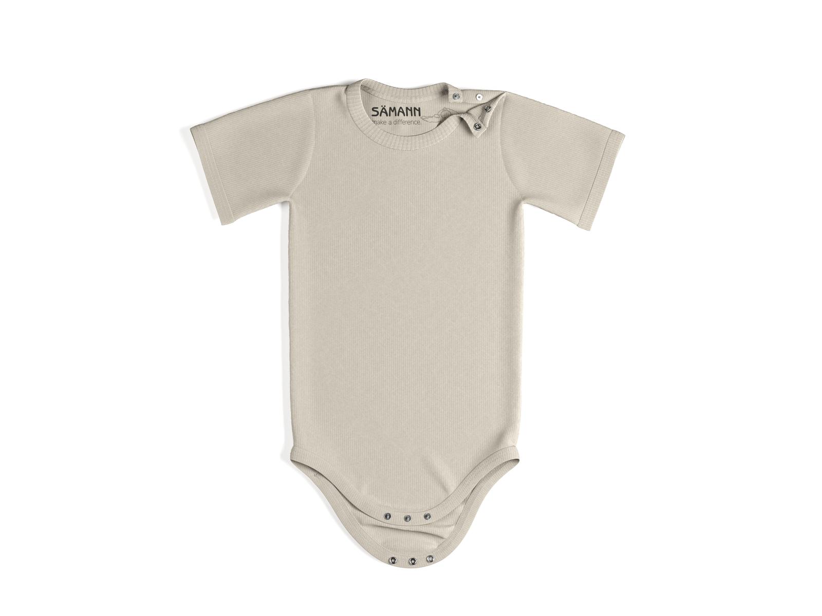 Baby Body aus 100% Bio-Baumwolle mit Druckknopf kurzarm gerippt 0-3 M Oat Milk