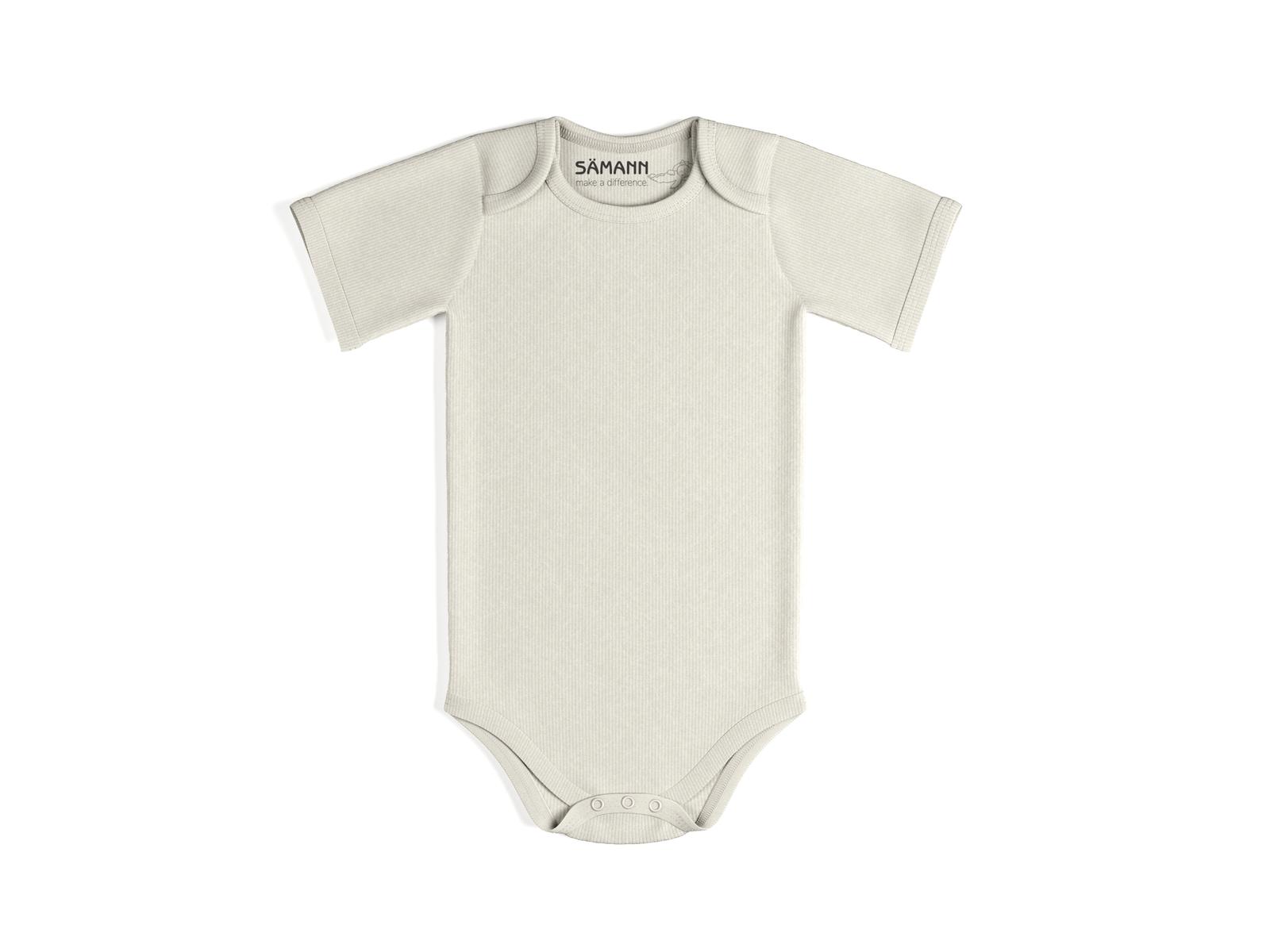 Baby Body aus 100% Bio-Baumwolle mit Schlupf-Ausschnitt kurzarm gerippt 3-6 M Coconut Milk