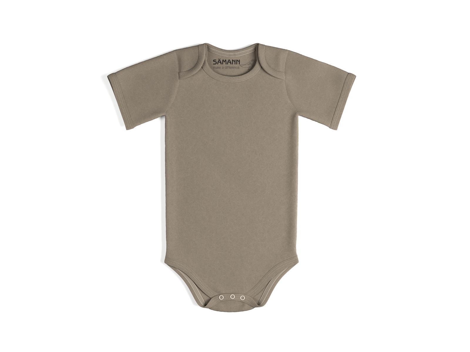 Baby Body aus 100% Bio-Baumwolle mit Schlupf-Ausschnitt kurzarm gerippt 9-12 M Simply Taupe