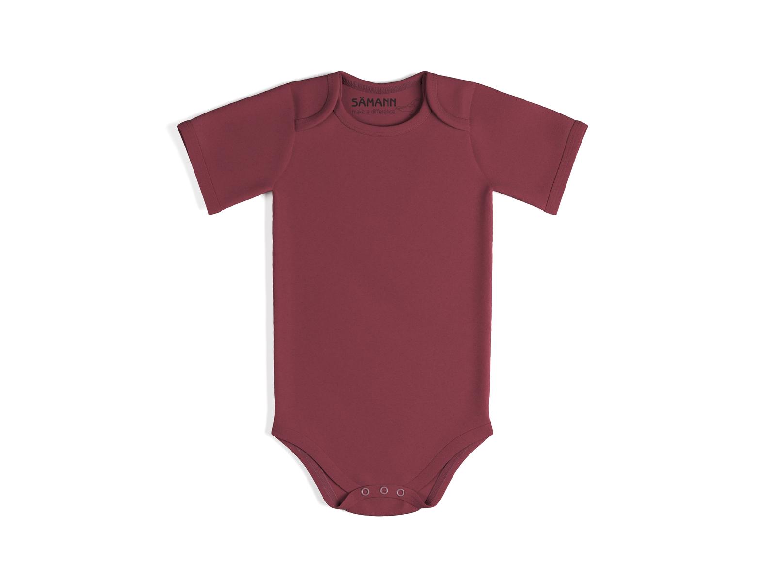 Baby Body aus 100% Bio-Baumwolle mit Schlupf-Ausschnitt kurzarm nicht gerippt 0-3 M Raspberry