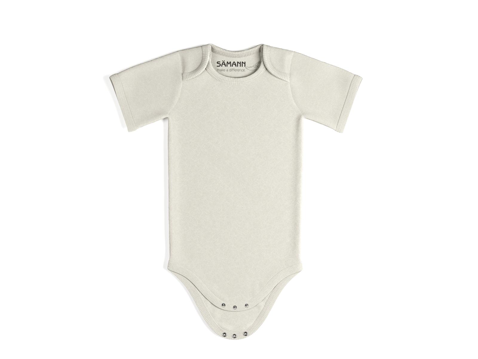 Baby Body aus 100% Bio-Baumwolle mit Schlupf-Ausschnitt kurzarm gerippt 3-6 M Coconut Milk
